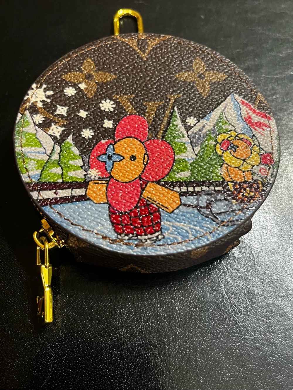 Louis. Vuitton. Vivienne. Limited Edition Holiday Ice Skating Round Zipper Pouch - Picture 4 of 8